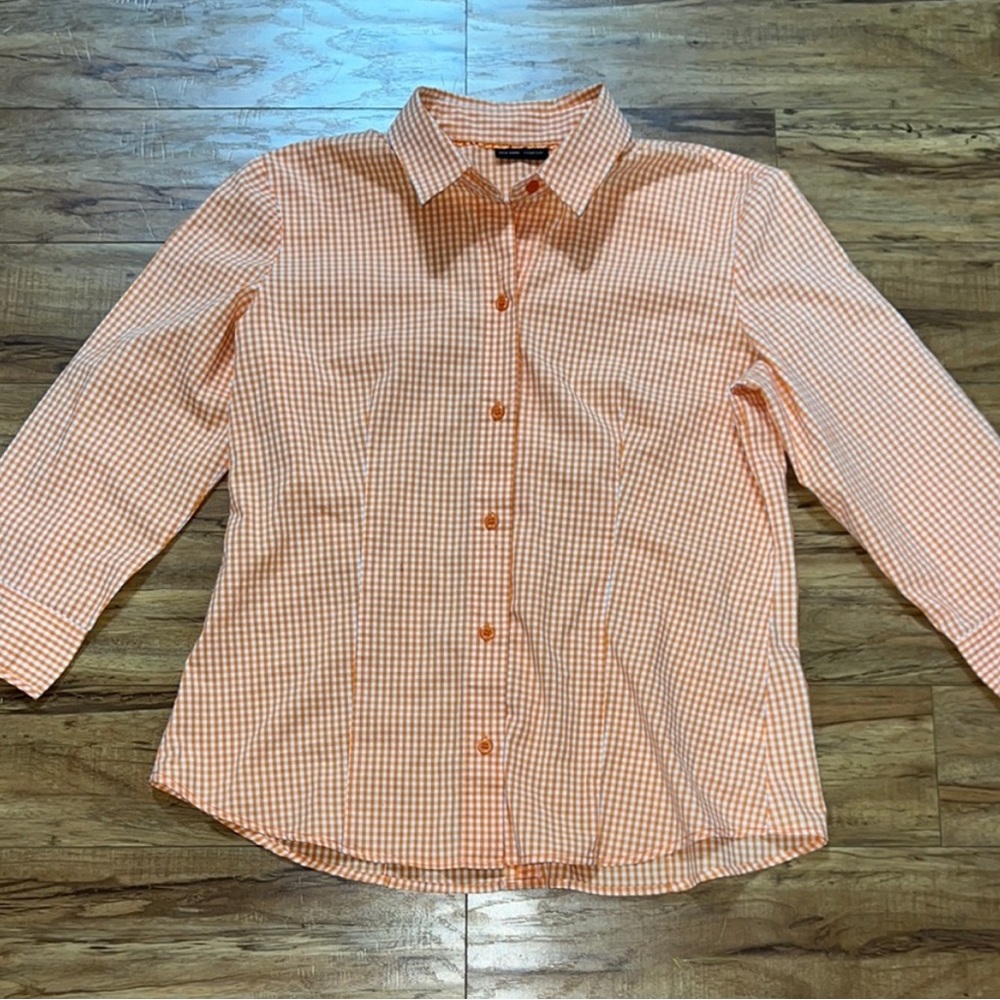 New York & Company Orange gingham Shirt